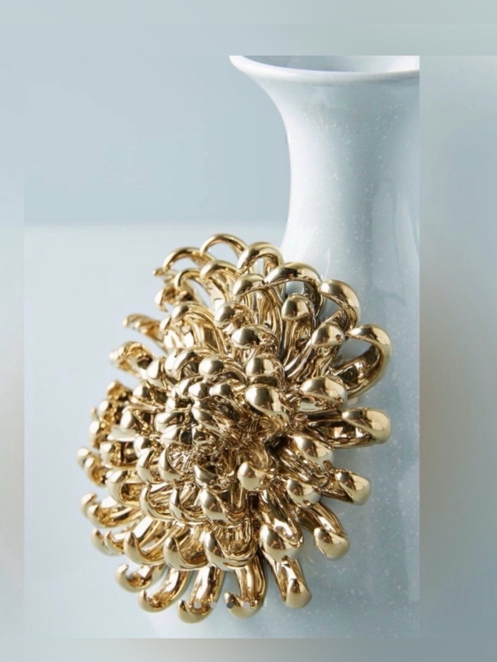 Anthropologie 3D Gold Chrysanthemum Flower Ceramic Bloom Vase DEFECTIVE